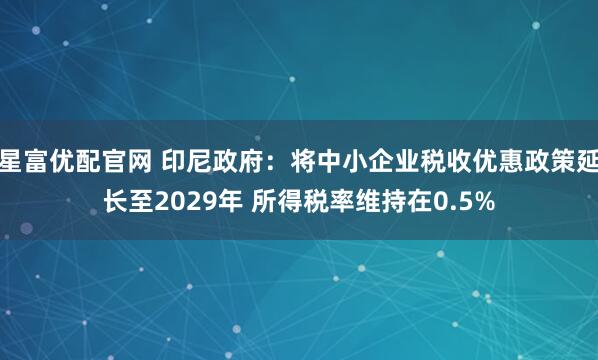 星富优配官网 印尼政府：将中小企业税收优惠政策延长至2029年 所得税率维持在0.5%